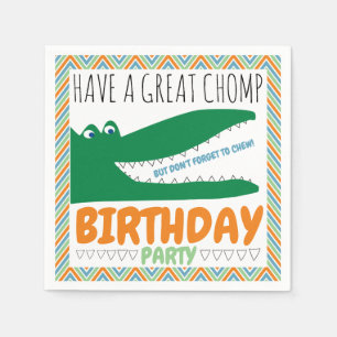 Serviette En Papier Alligator Chomp, Chevron Anniversaire Napkin