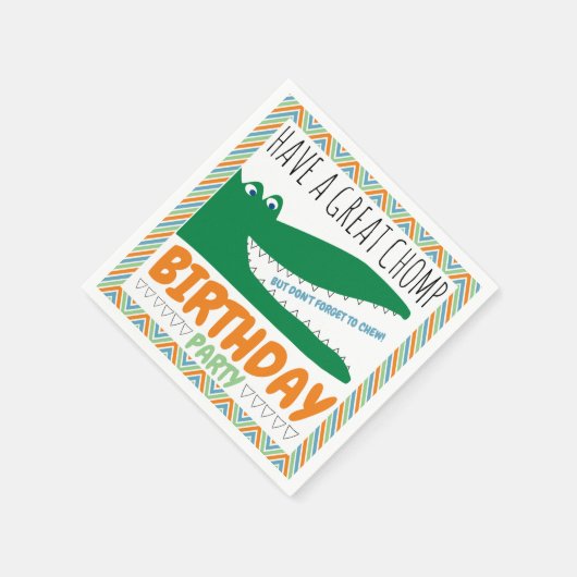 Serviette En Papier Alligator Chomp, Chevron Anniversaire Napkin (Coin)
