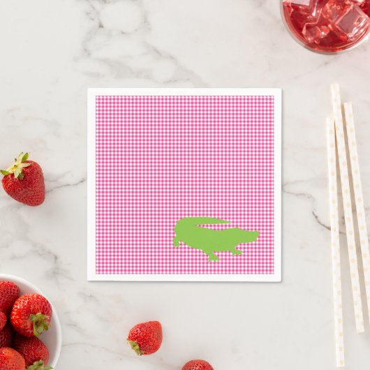 Serviette En Papier Alligator Crocodile rose vert Preppy amusant (En situation)