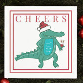 Serviette En Papier Alligator de Noël Préppy Père Noël Vin Cheval