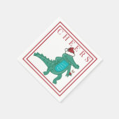 Serviette En Papier Alligator de Noël Préppy Père Noël Vin Cheval (Coin)