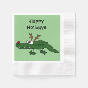 Serviette En Papier Alligator drôle de Noël comme renne
