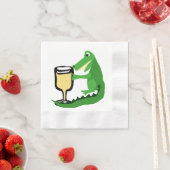 Serviette En Papier Alligator drôle Verre de vin blanc (En situation)