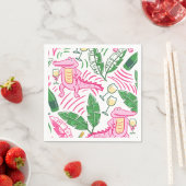 Serviette En Papier Alligator Vin rose vert Preppy (En situation)