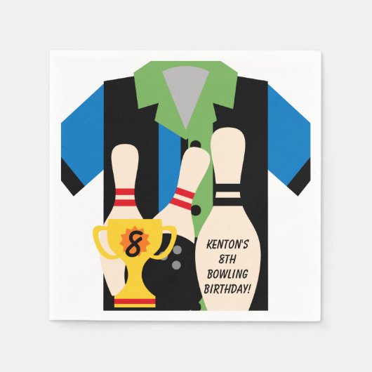 Serviette En Papier Allons au bowling Custom Birthday Paper Napkins (Devant)