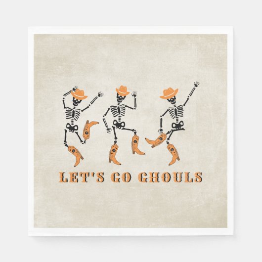 Serviette En Papier Allons Gouls Halloween Skeletons Cowboy (Devant)