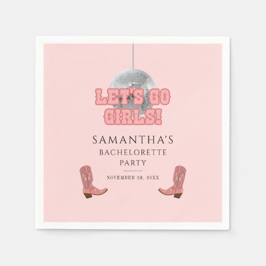Serviette En Papier Allons-y les Filles Fête de Mariage Cowgirl Disco (Devant)