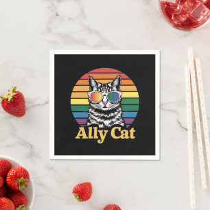 Serviette En Papier Ally Cat LGBT Rainbow Flag LGBTQ Cadeau
