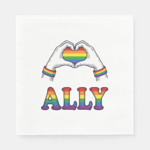 Serviette En Papier Ally Rainbow Hands Heart Vintage Pride Shirt Desig