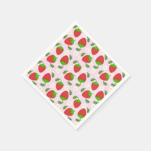 Serviette En Papier Almofada fofa design contínuo morangos fundo rosa (Coin)
