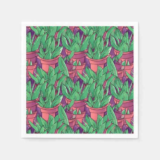 Serviette En Papier Aloe Vera dans le Motif des pots (Devant)