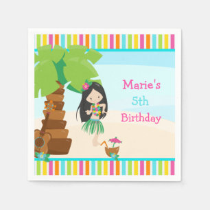 Serviette En Papier Aloha Black Hair Girl Party