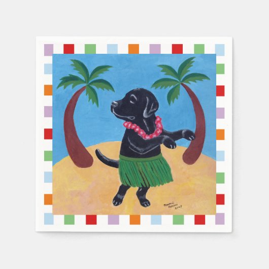 Serviette En Papier Aloha Black Lab Peinture (Devant)