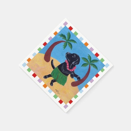 Serviette En Papier Aloha Black Lab Peinture (Coin)