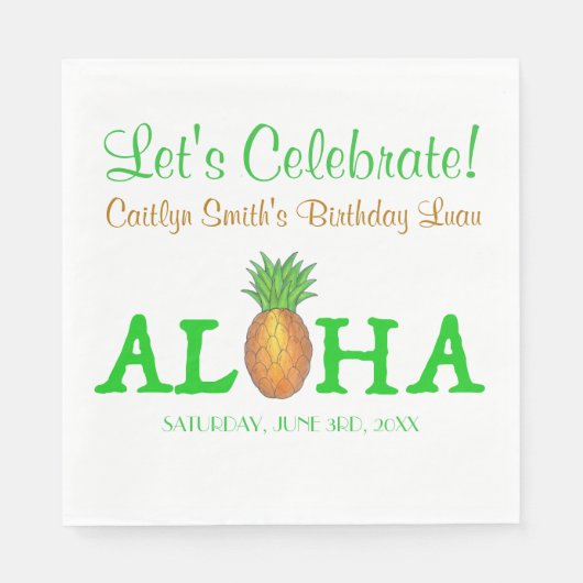 Serviette En Papier ALOHA Bonjour Tropical Hawaii Hawaii ananas Hawaii (Devant)
