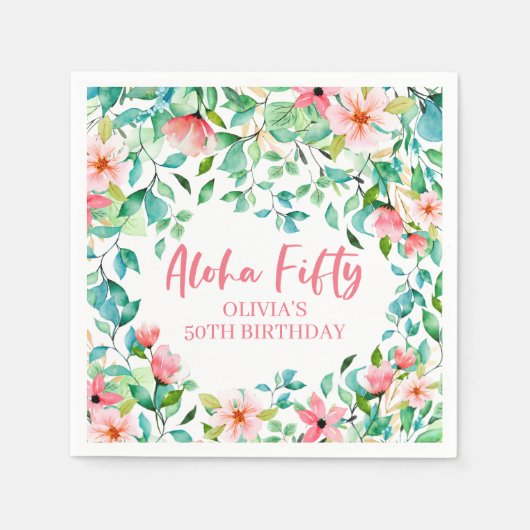 Serviette En Papier Aloha Cinquante Tropical Luau 50e anniversaire (Devant)