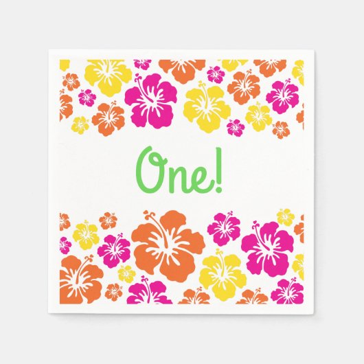 Serviette En Papier Aloha Cute Hawaiian 1er Anniversaire Thème de fête (Devant)