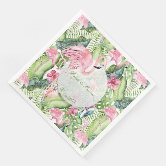 Serviette En Papier Aloha Flamant rose Plage tropicale Mariage (Coin)