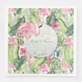 Serviette En Papier Aloha Flamant rose Plage tropicale Mariage (Devant)