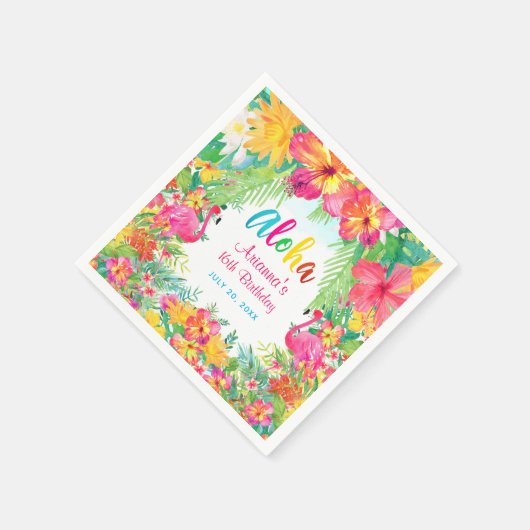 Serviette En Papier Aloha Flamant rose tropical Anniversaire Luau Papi (Coin)