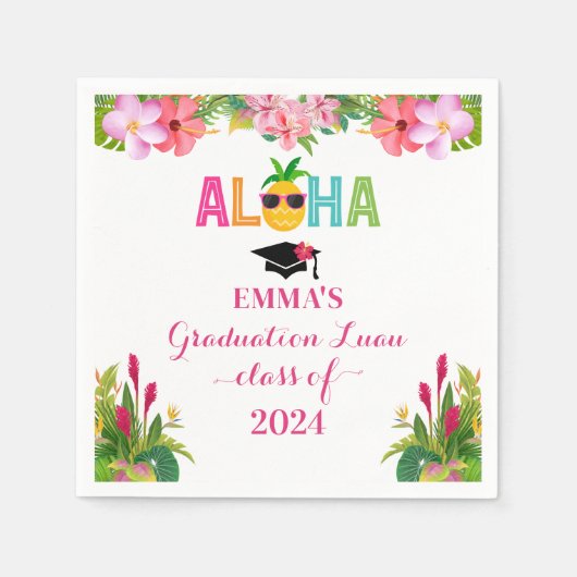 Serviette En Papier Aloha Graduation Luau Classe De 2024 (Devant)