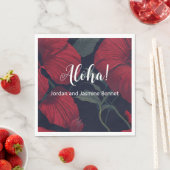 Serviette En Papier Aloha Hawaii Mariage Rouge Hibiscus (En situation)