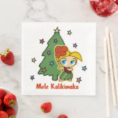 Serviette En Papier Aloha Honeys Noël Blond Hula Girl (En situation)