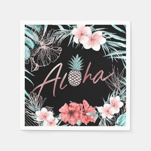 Serviette En Papier Aloha Luau Botanique Aloha rose Gold Tropical (Devant)