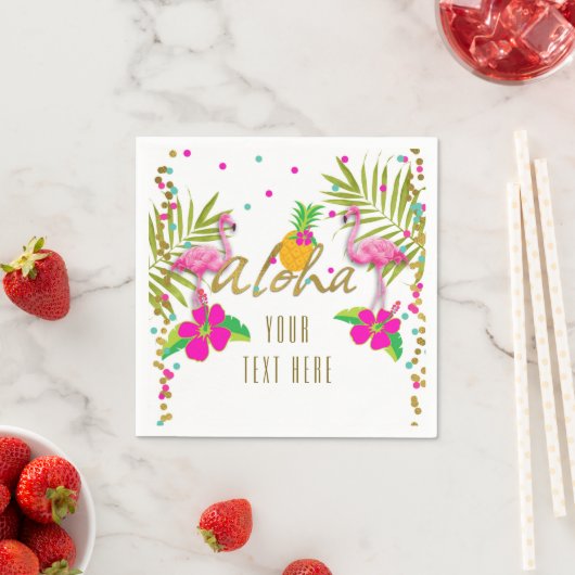 Serviette En Papier Aloha Luau Filles Flamant rose Tropical (En situation)