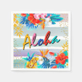Serviette En Papier Aloha Luau Tropical Floral Parties scintillant Par (Devant)