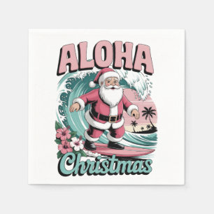 Serviette En Papier Aloha Noël Hawaï Santa Surfing Tropical