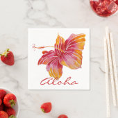 Serviette En Papier Aloha | Papier à fleurs Hawaii Hibiscus (En situation)