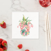 Serviette En Papier Aloha Party Tropical Floral Ananas (En situation)