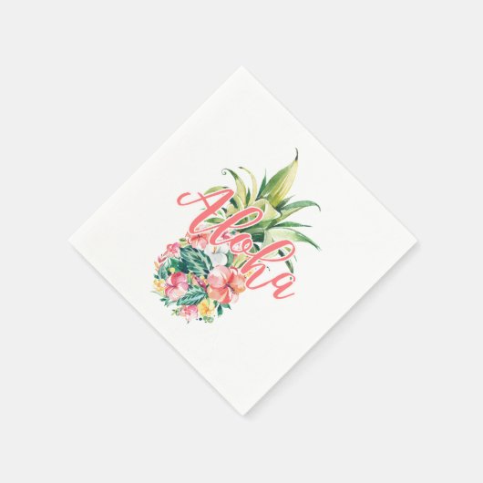Serviette En Papier Aloha Party Tropical Floral Ananas (Coin)