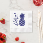 Serviette En Papier Aloha Pineapple Beach Party Luau | blanc marine (En situation)
