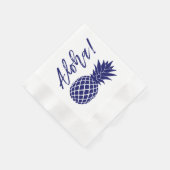 Serviette En Papier Aloha Pineapple Beach Party Luau | blanc marine (Coin)