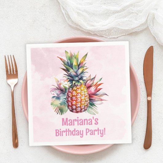 Serviette En Papier Aloha Pineappy fête d'été d'anniversaire
