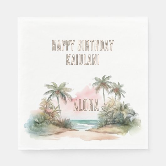 Serviette En Papier Aloha Plage tropicale Palmiers (Devant)