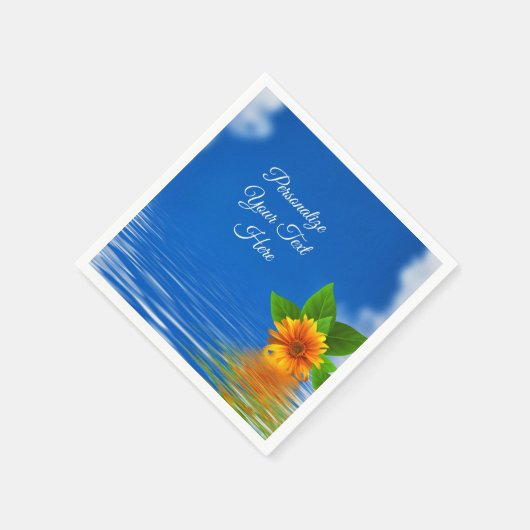 Serviette En Papier Aloha Tropical Elegant Flower sur Ocean Hawaiian (Coin)