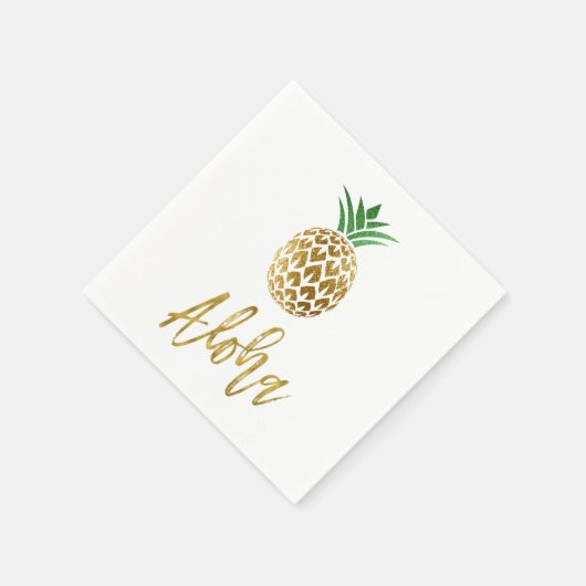 Serviette En Papier Aloha Tropical Hawaiian Mariage Ananas Blanc (Coin)