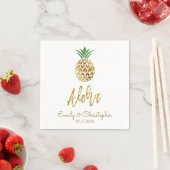 Serviette En Papier Aloha Tropical Hawaiian Mariage Ananas Blanc (En situation)