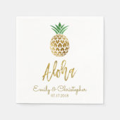 Serviette En Papier Aloha Tropical Hawaiian Mariage Ananas Blanc (Devant)