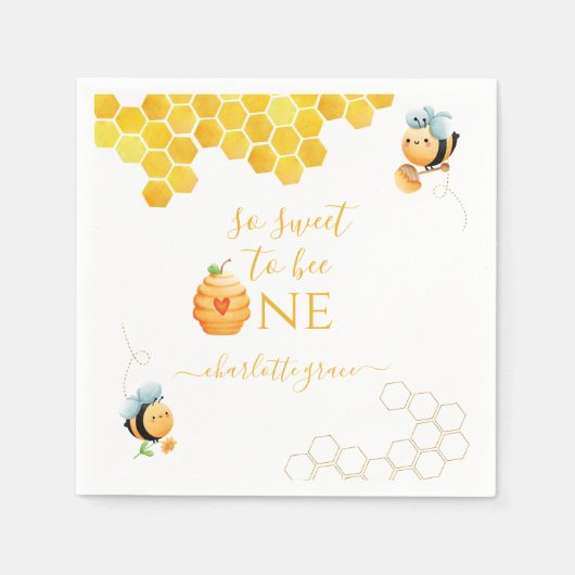 Serviette En Papier Alors Doux D'Être Une Abeille Anniversaire (Devant)