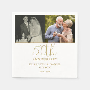 Serviette En Papier Alors et maintenant 2 Photo 50e anniversaire de ma