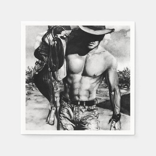 Serviette En Papier Alpha Homme Russe Cool Western Cowboy Papier (Devant)