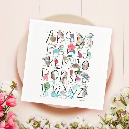 Serviette En Papier Alphabet ABC storybook enfants baby shower