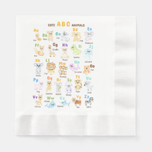 Serviette En Papier Alphabet Animal ABC Mets animaux