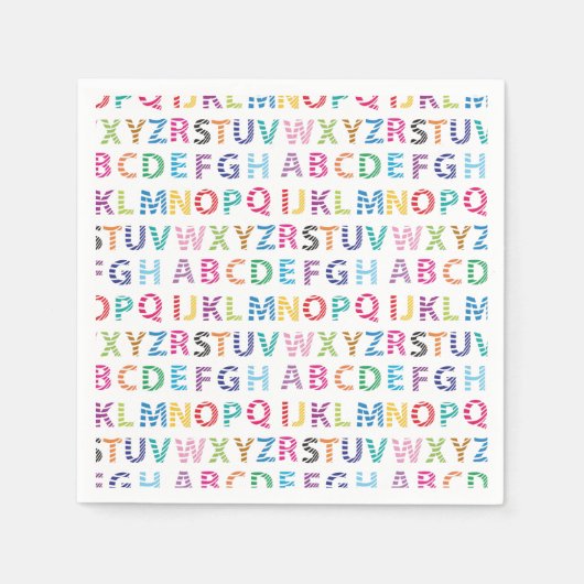 Serviette En Papier Alphabet arc-en-ciel (Devant)