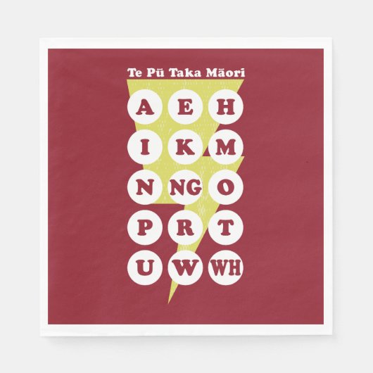Serviette En Papier Alphabet Maori Apprentissage Te Réo (Devant)