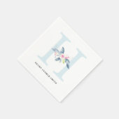 SERVIETTE EN PAPIER ALPHABÈTES FLORAUX BLANCS BLANCS BLANCS DOUX LETTR (Coin)